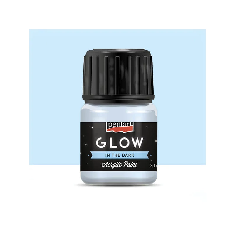 Vopsea acrilică Pentart Glow care strălucește în întuneric, 30 ml - alb albăstrui