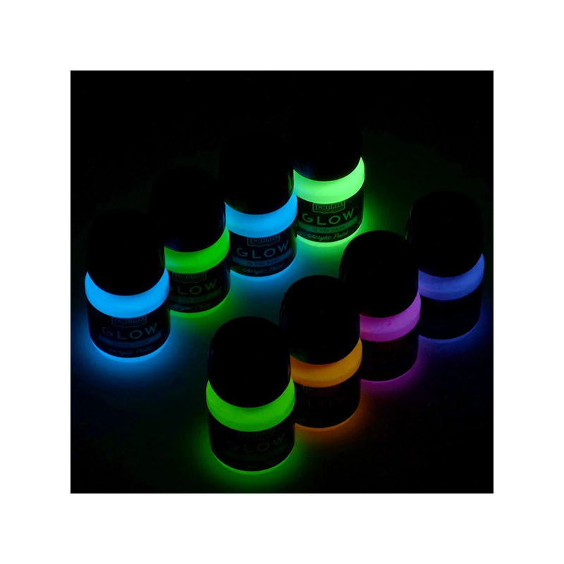 Vopsea acrilică Pentart Glow care strălucește în întuneric, 30 ml - portocaliu