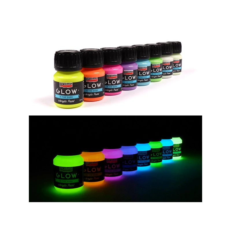 Vopsea acrilică Pentart Glow care strălucește în întuneric, 30 ml - portocaliu