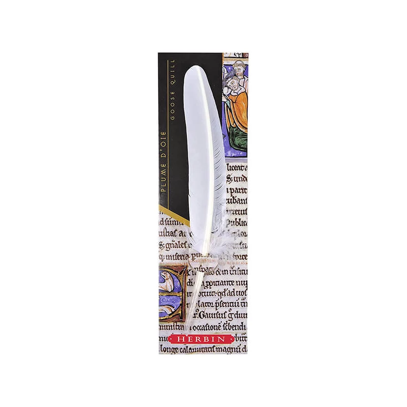 J. Herbin,stilou pană de gâscă pentru cerneală, 21 cm - alb