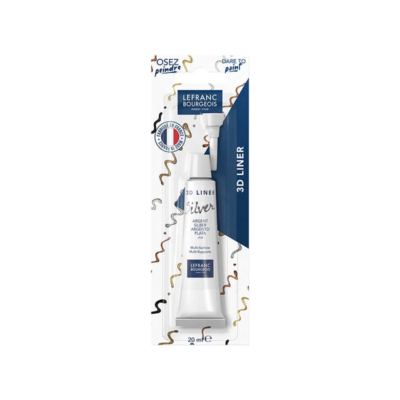 3D Liner vopsea contur, nu se poate arde, 20 ml - argint