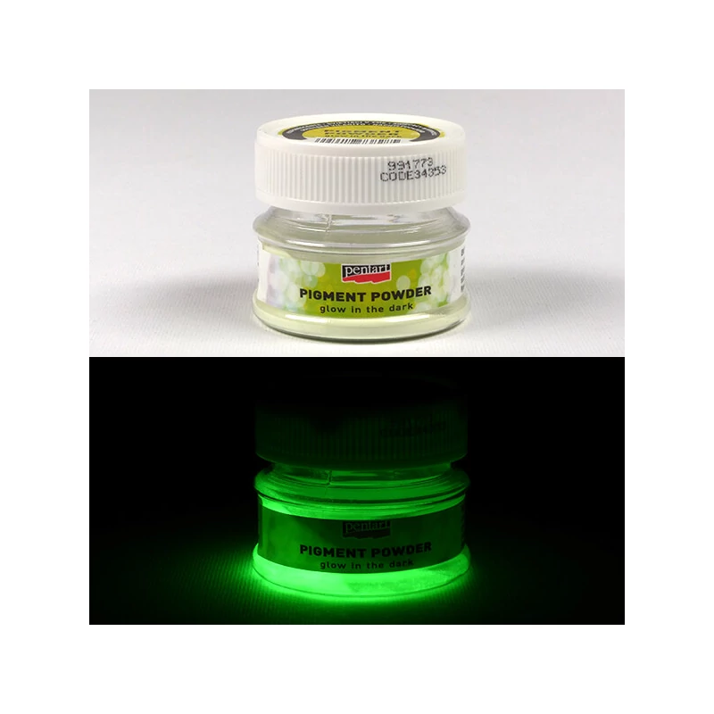 Pudră de pigment Pentart care strălucește în întuneric, 12 g - verde deschis