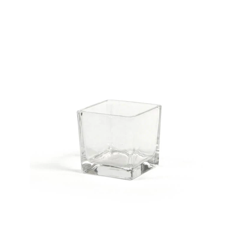 Recipient din sticlă, suport pentru lumânări - cub - 7x7 cm