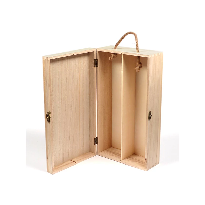Cutie vin dublu din lemn - 35x20x10 cm, pentru 2 sticle