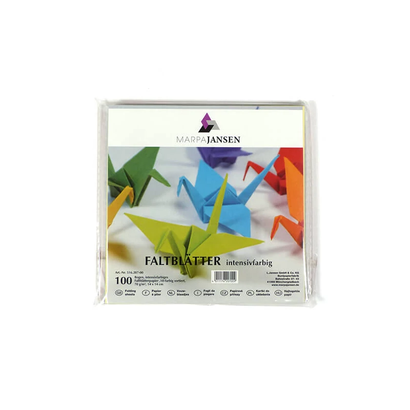 Hârtie origami, colorată - 70 g, 100 coli, 14x14 cm