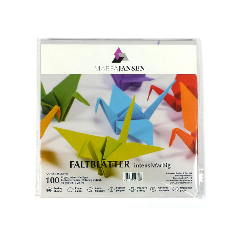 Hârtie origami, colorată - 70 g, 100 coli, 20x20 cm