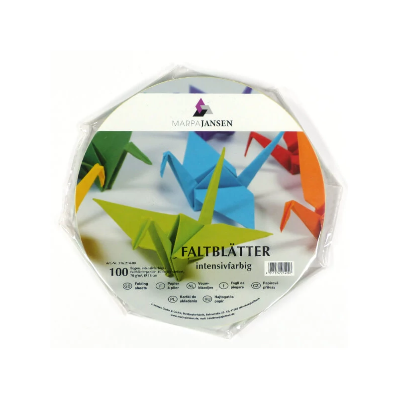 Hârtie origami, colorată - 70 g, 100 coli, cerc de 18 cm