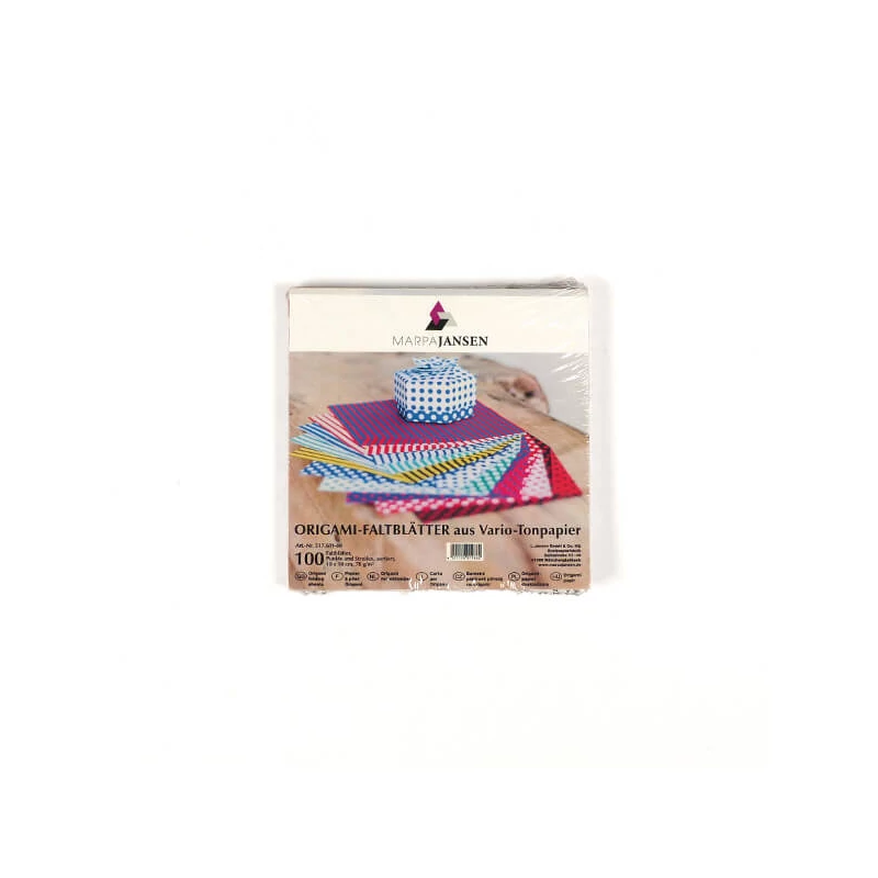 Hârtie origami, cu model - 70 g, 100 coli, 10x10 cm - vario