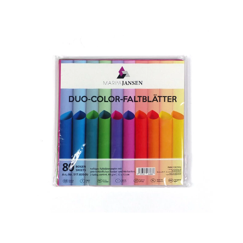 Hârtie origami, Duo-Color - 80 g, 80 buc, 15x15 cm