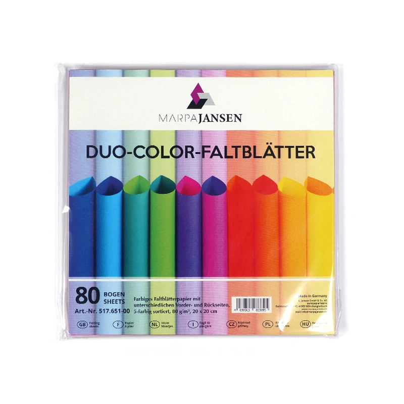 Hârtie origami, Duo-Color - 80 g, 80 buc, 20x20 cm