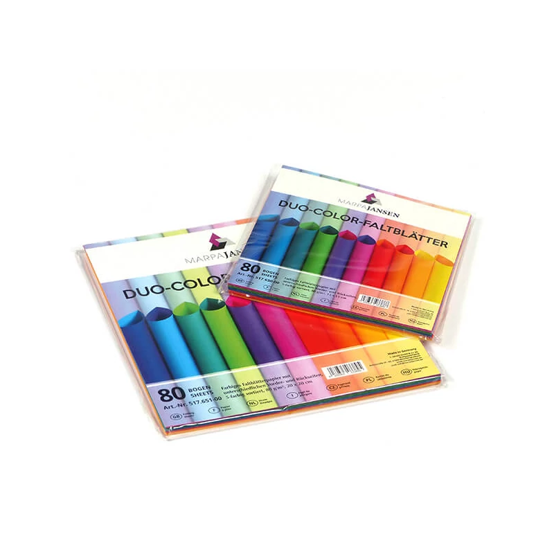 Hârtie origami, Duo-Color - 80 g, 80 buc, 20x20 cm