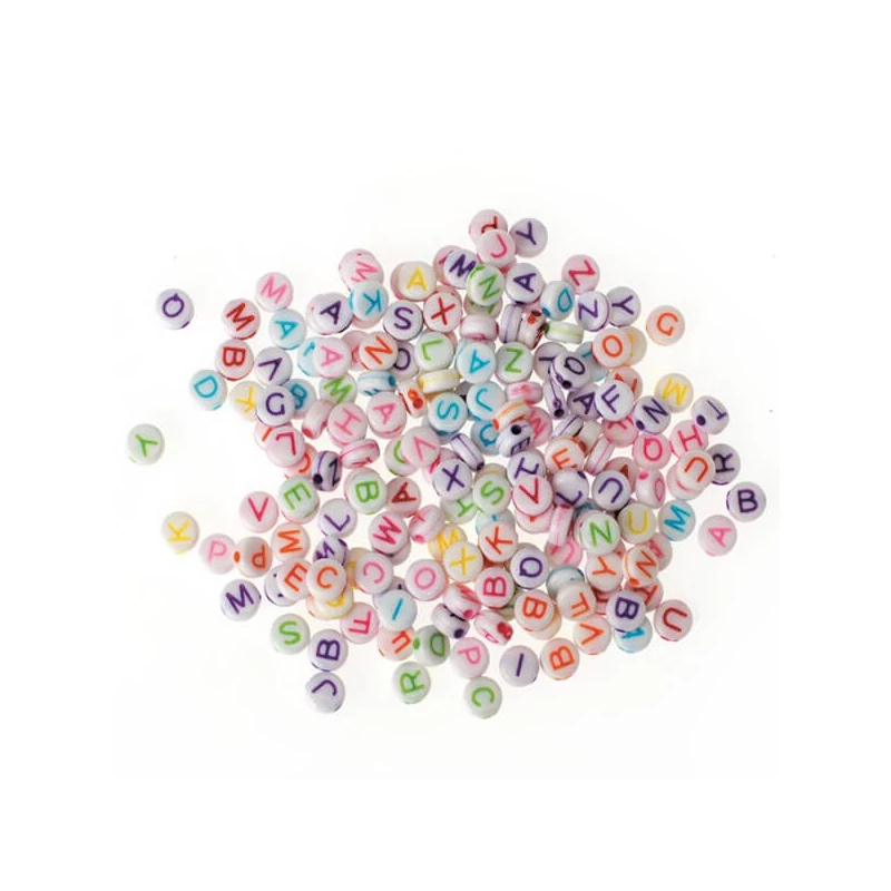 Mărgele litere din plastic, 7 mm - colorată
