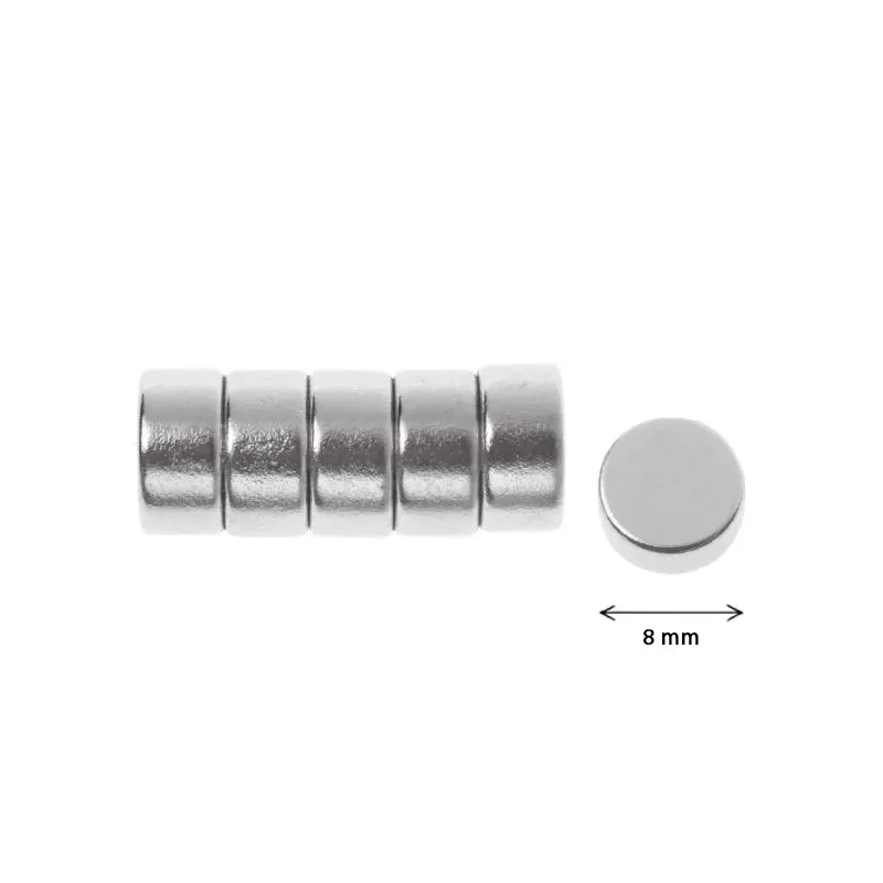 Magnet rotund super puternic - 8 mm, 6 buc