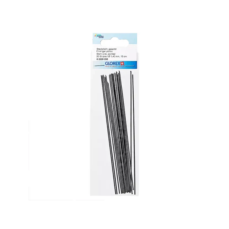 Ceară, ac de flori, sârmă cu vârf ascuțit  - 1,4 mm, 15 cm, 20 bucăți - negru