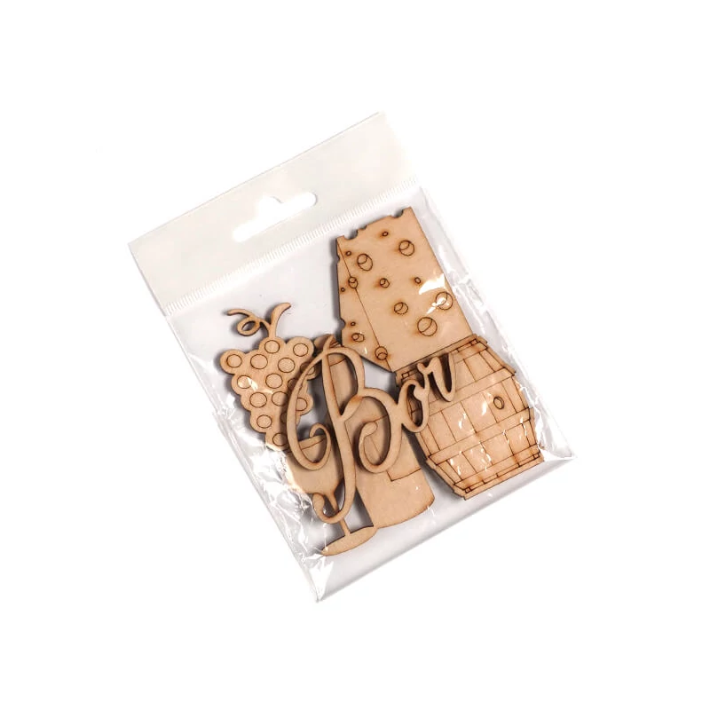 Figurine din lemn la pachet - Pachet de vin, 5 buc