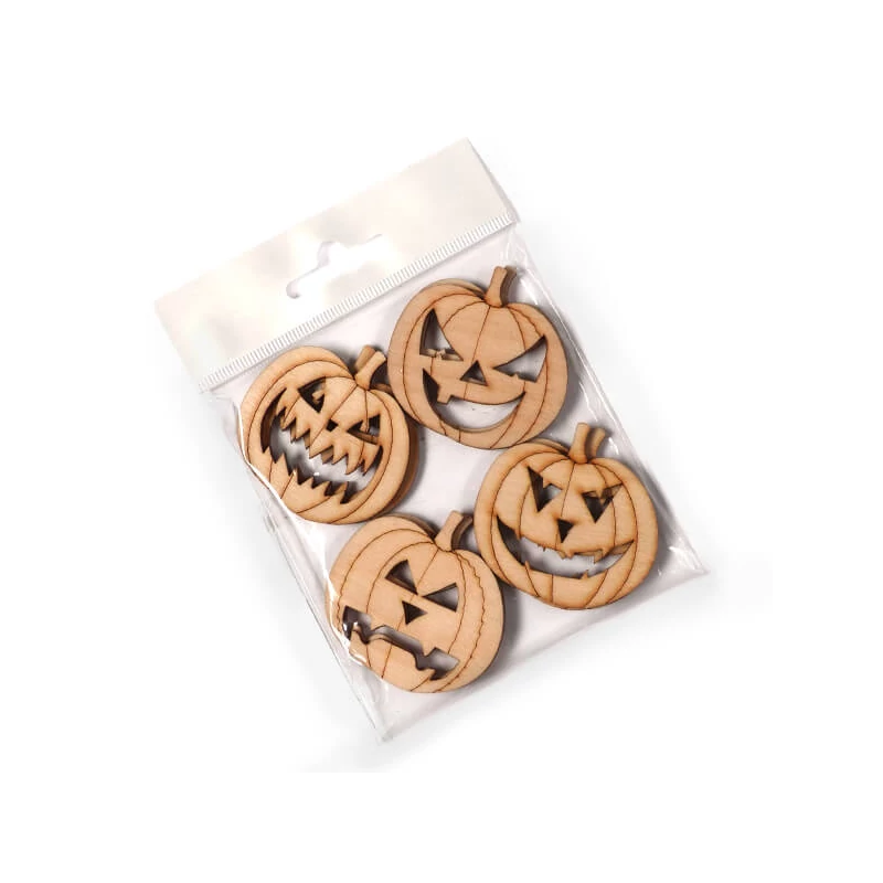 Figurină din lemn la pachet - dovleci de Halloween, 8 buc