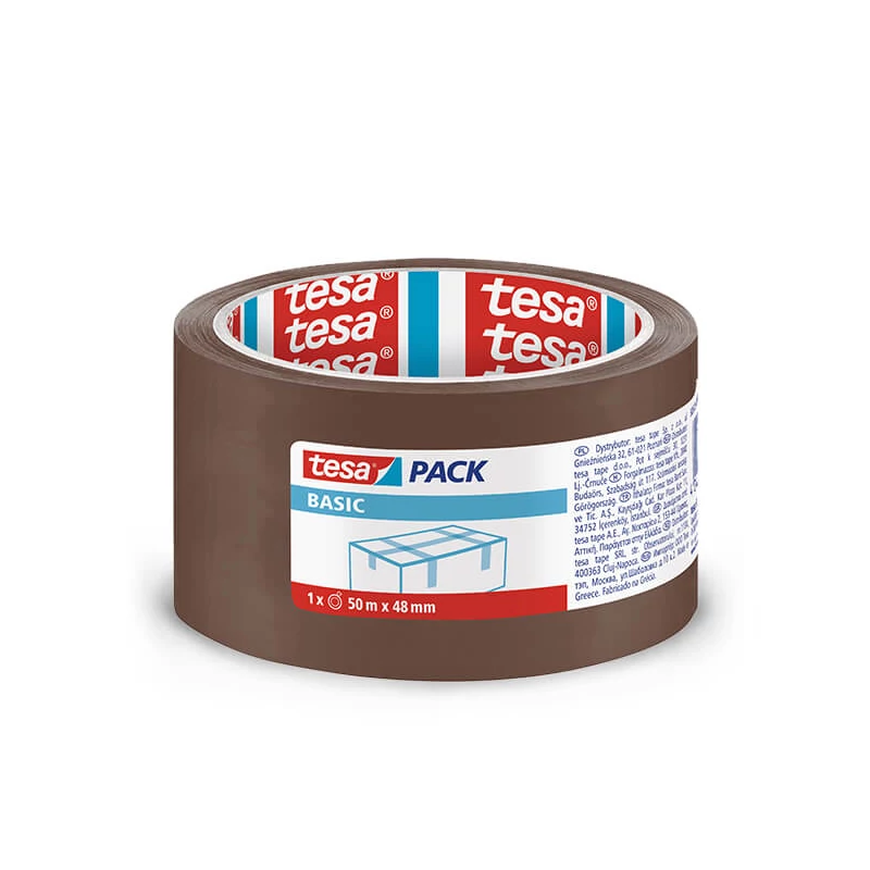 ICO, Tesa Basic 58573 bandă adezivă pentru ambalare, maro, 48 mm x 50 m