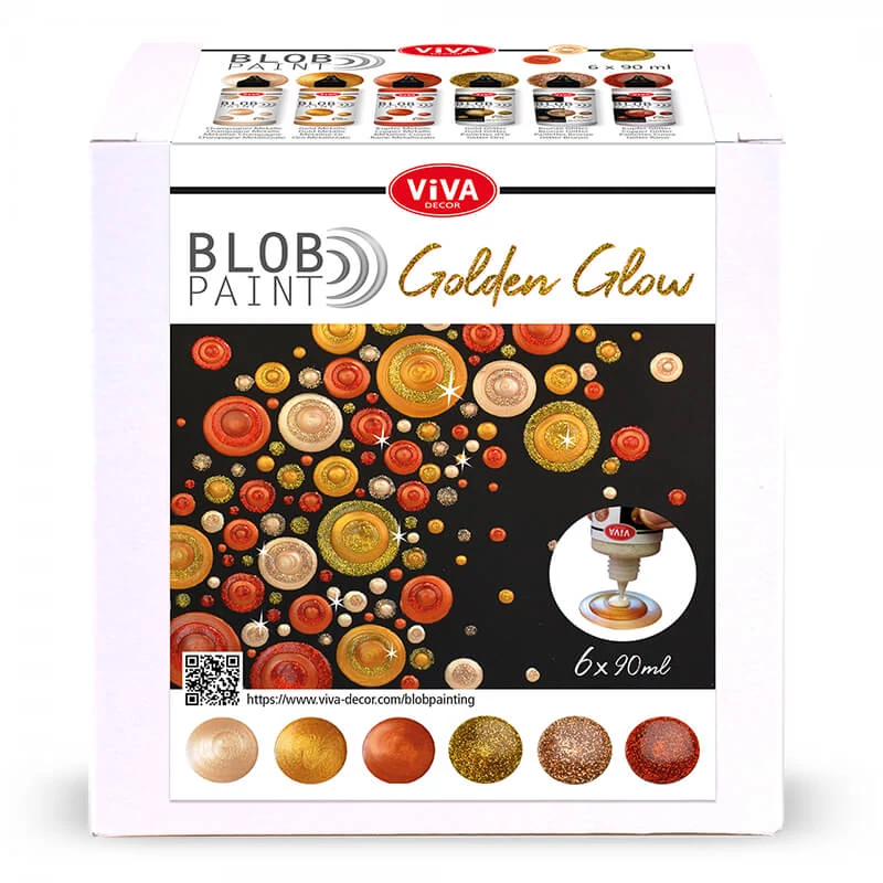 Set culori pentru pictare în puncte, Blob paint6x90 ml - Golden glow