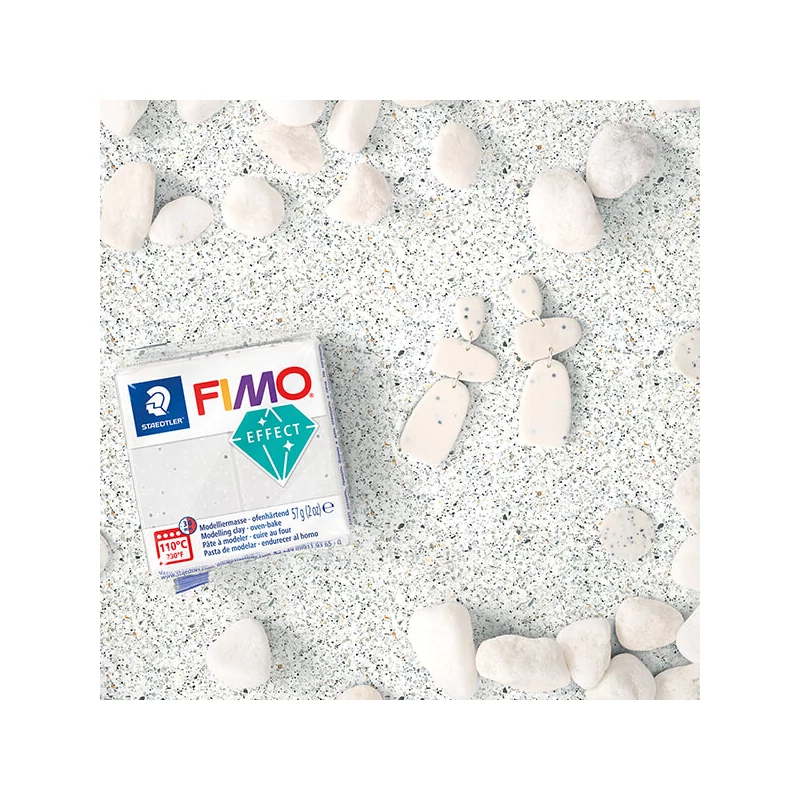 Plastilină care se întărește la coacere  FIMO Effect, 57 g - granit alb cu efect de piatra (8010-003)
