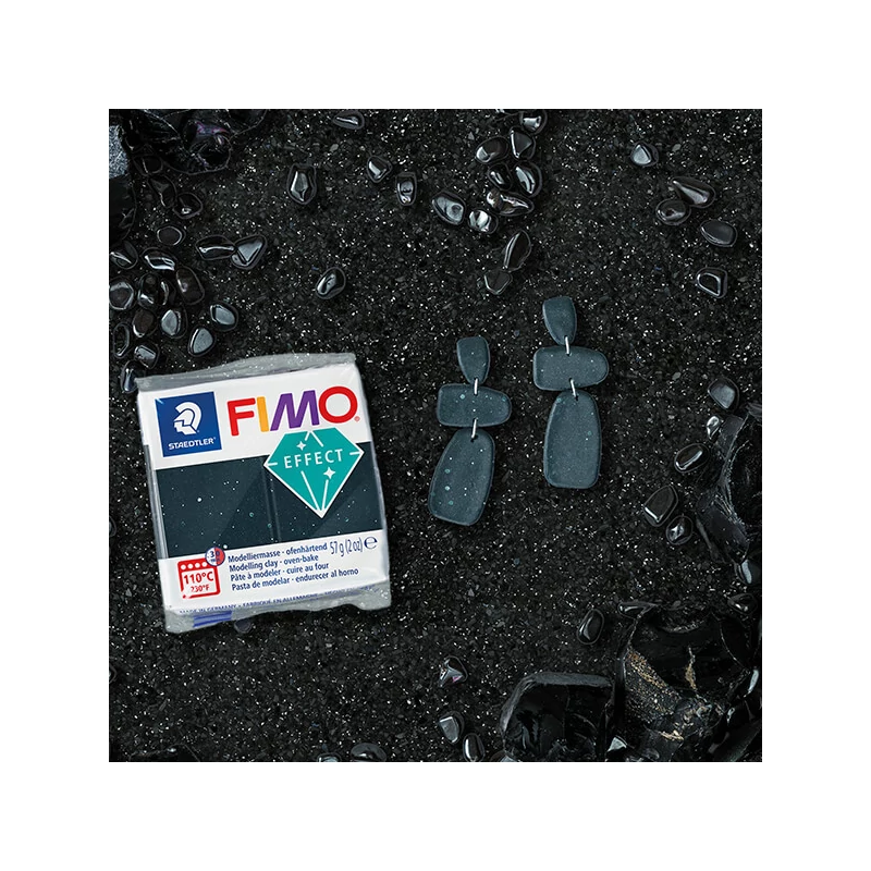 Plastilină care se întărește la coacere  FIMO Effect, 57 g - granit negru cu efect de piatra (8010-903)