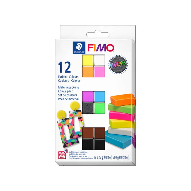 Set Plastilină care se întărește la coacere  FIMO Effect Color Pack, 12x25 g - Neon