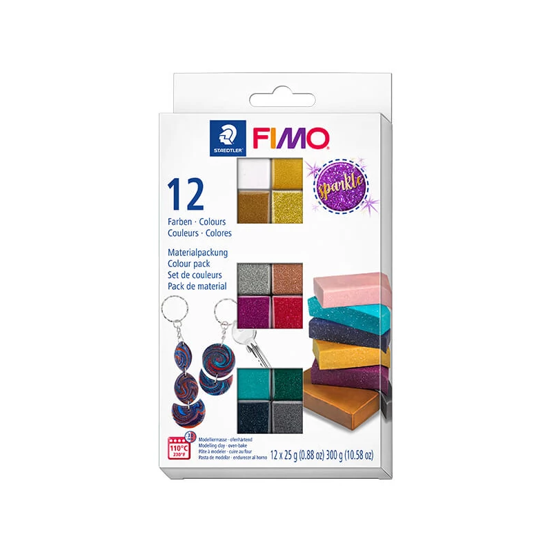Set Plastilină care se întărește la coacere  FIMO Effect Color Pack, 12x25 g - Sparkle
