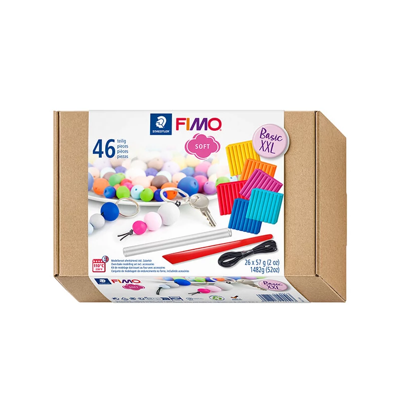 Set plastilină FIMO Soft Basic XXL Set, 26x57 g cu accesorii