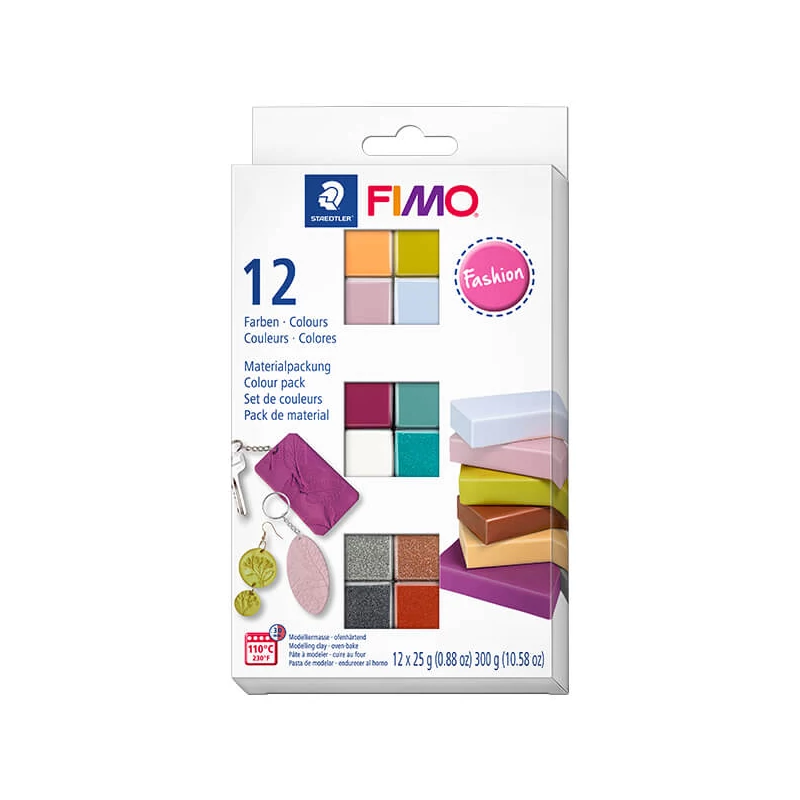 Set plastilină de coacere și modelare FIMO Soft Color Pack, 12x25 g - Fashion Colors