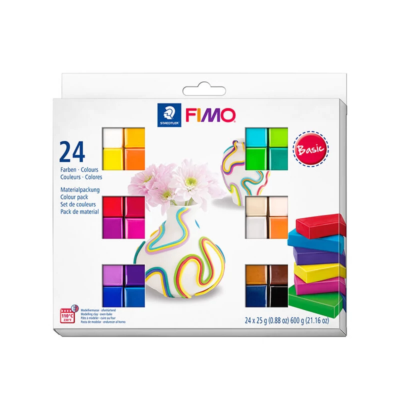 Set Plastilină care se întărește la coacere  FIMO Soft Color Pack, 24x25 g - Basic Colors
