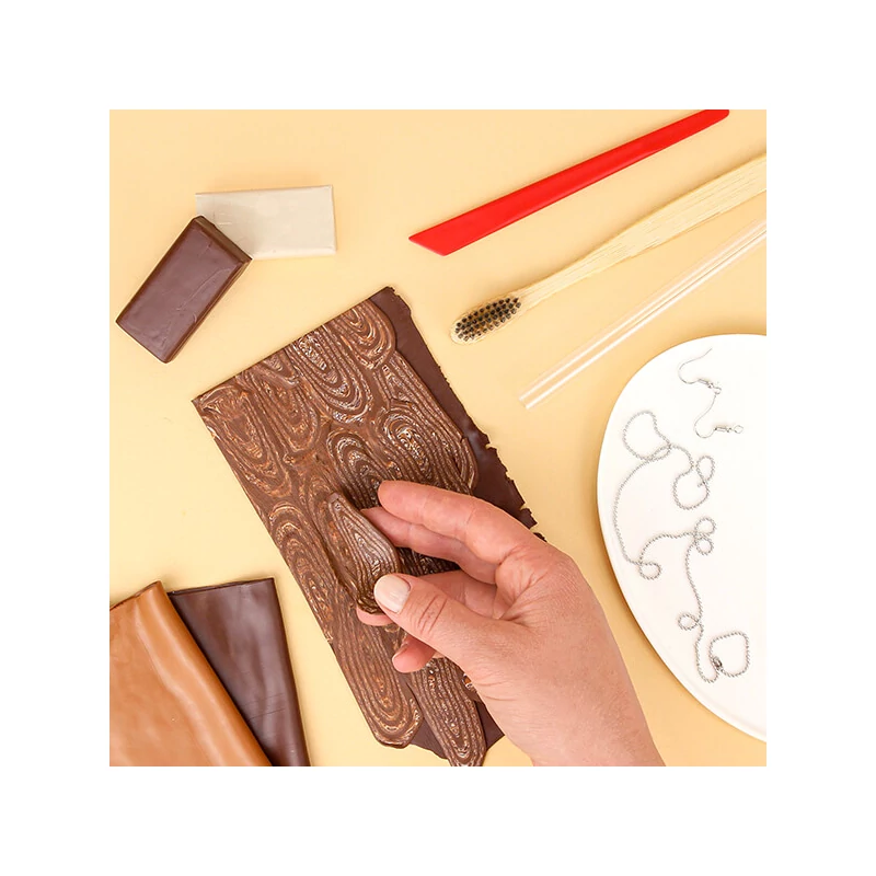 Set plastilină Fimo Soft care se întărește  la coacere, 4x25 g - design lemn, wood design