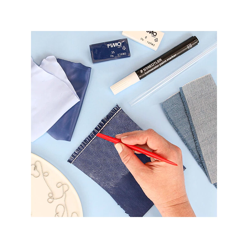 Set plastilină Fimo Soft care se întărește  la coacere, 4x25 g - Design blugi, design denim