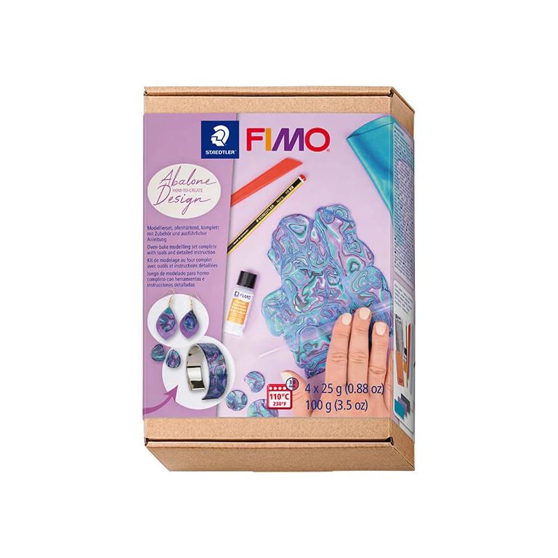 Set Plastilină care se întărește la coacere  Fimo Effect, 4x25 g - Abalone design, Abalone Design