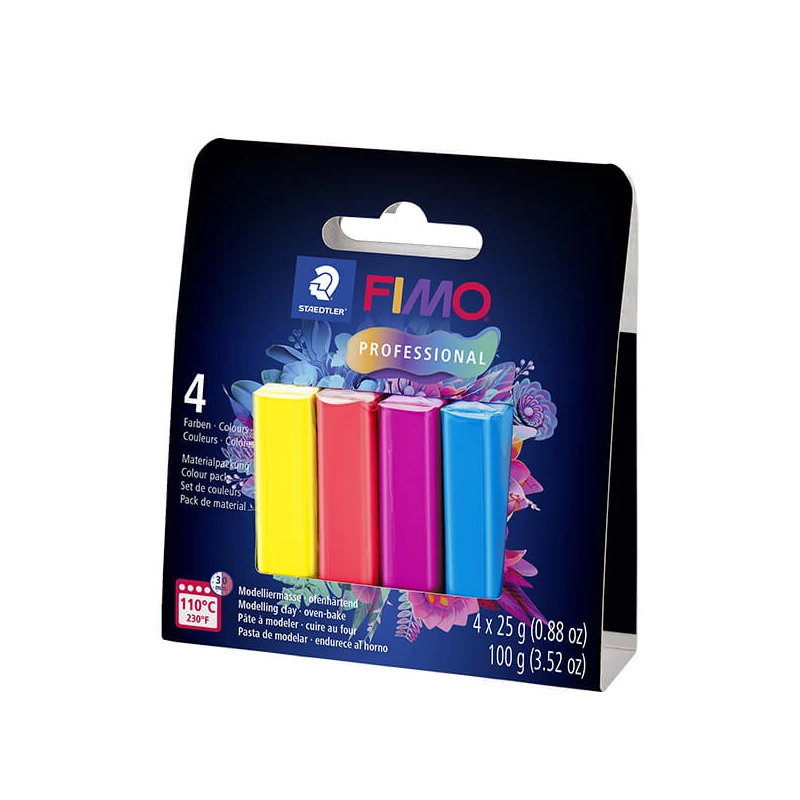 FIMO Professional Colour Pack Set plastilină care se întărește la coacere, 4x25 g - True Colours