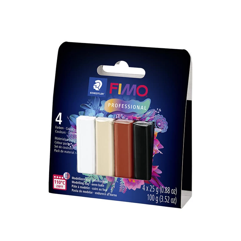 FIMO Professional Colour Pack Set plastilină care se întărește la coacere, 4x25 g - Natural Colours