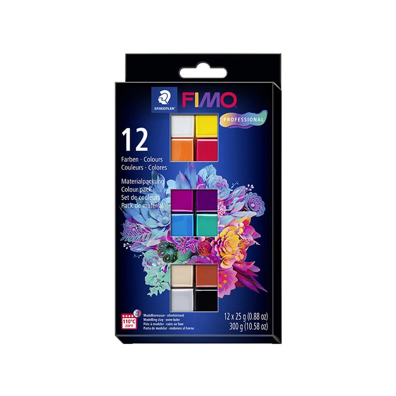 FIMO Professional Colour Pack, Set plastilină care se întărește la coacere, 12x25 g - Basic Colours