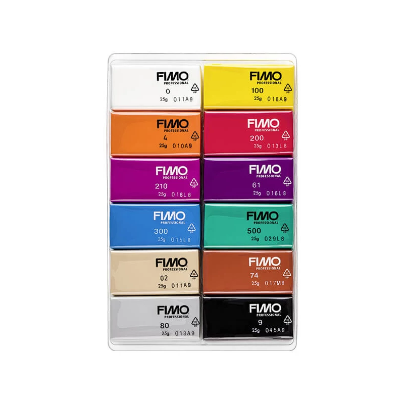 FIMO Professional Colour Pack, Set plastilină care se întărește la coacere, 12x25 g - Basic Colours