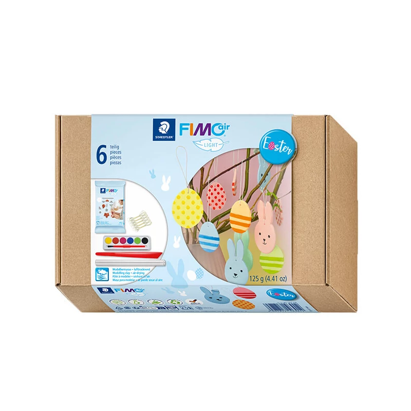 FIMO Air Light Easter Set, Set plastilină de Paște, 125 g cu accesorii