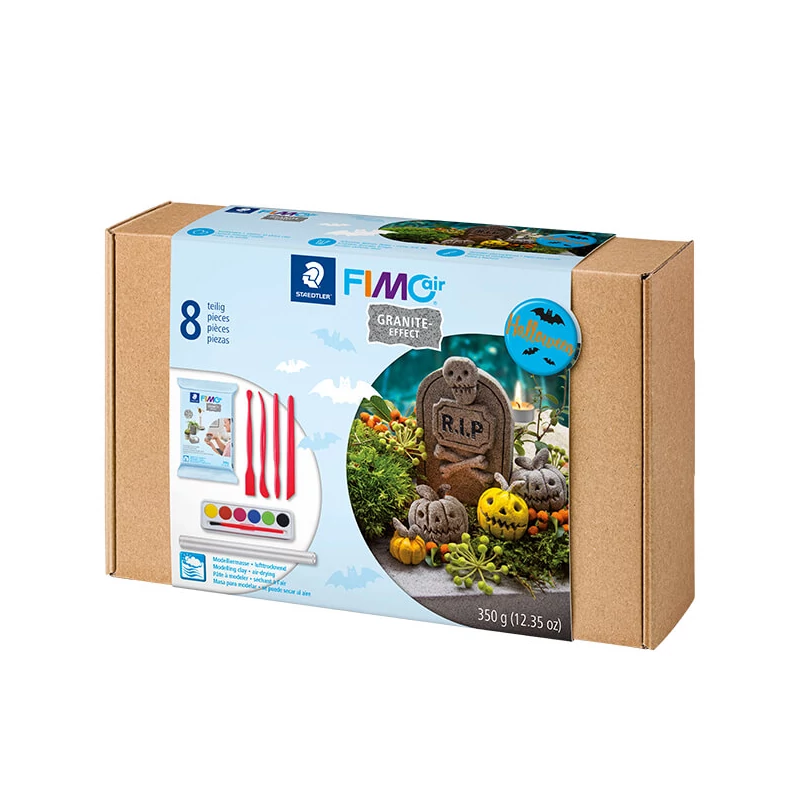 FIMO Air Efect Granit  Halloween Set plastilină, 350 g cu accesorii