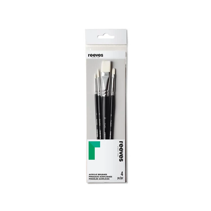 Reeves set pensule, sintetice plate și rotunde albe - 4 buc (1-10)