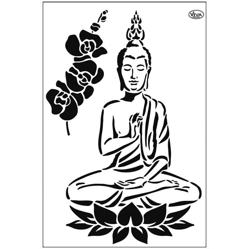 Șablon, 21x29,7 cm - Buddha și orhidee
