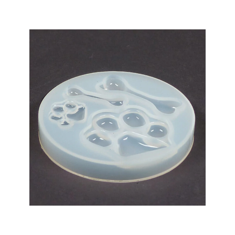 Matriță de turnare și presare din silicon pentru rășină sintetică, Fimo - labe de câine, oase, 4 buc, 4 tipuri