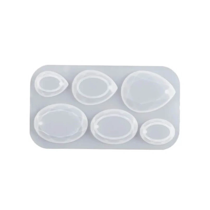 Formă din silicon pentru rășină sintetică- pandantiv plat, oval-picătură, lustruită, mărimea 3-3