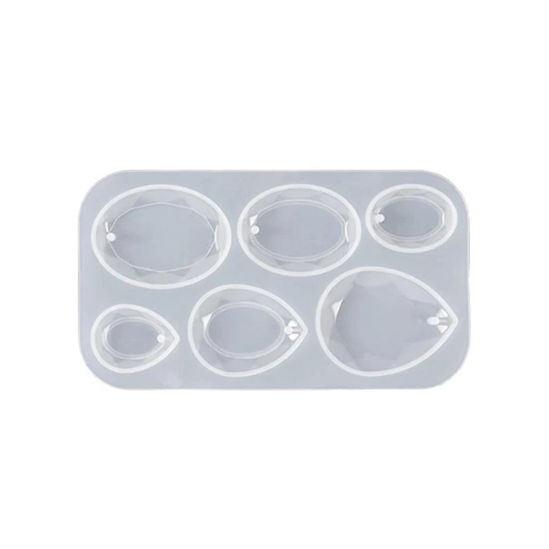 Formă din silicon pentru rășină sintetică- pandantiv plat, oval-picătură, lustruită, mărimea 3-3