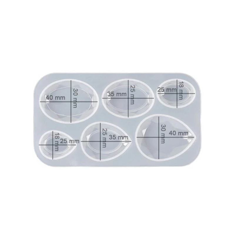 Formă din silicon pentru rășină sintetică- pandantiv plat, oval-picătură, lustruită, mărimea 3-3