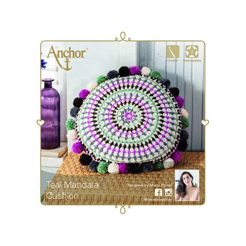 Set de croșetat cu perne Anchor Mandala - Albastru Păun