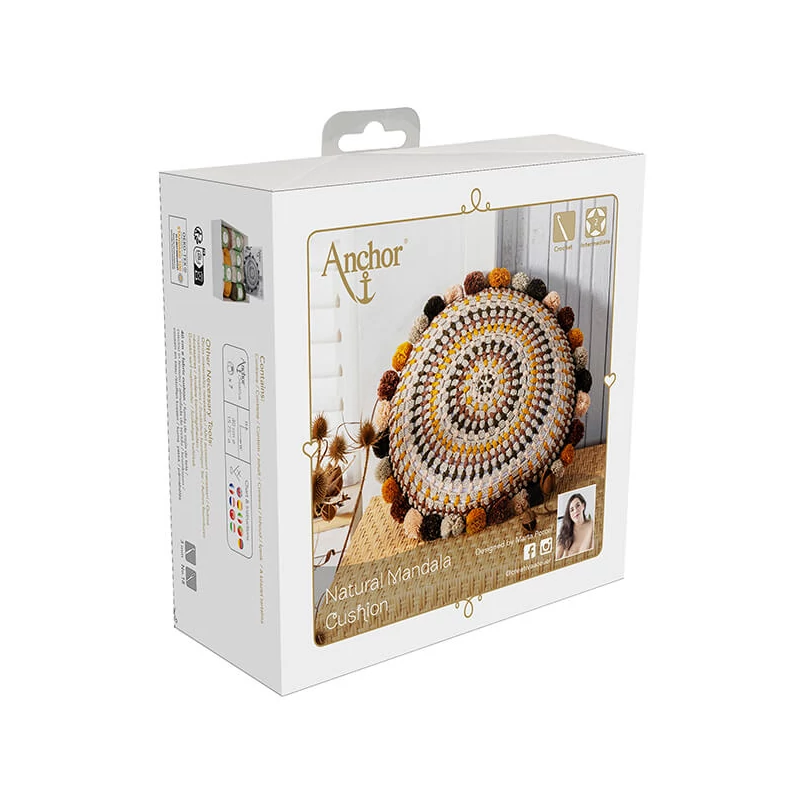 Set de croșetat perne Anchor Mandala - Natural