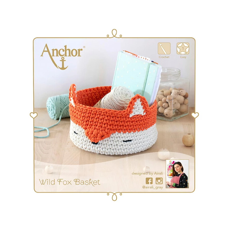 Kit croșetat Anchor Crafty Fine - Coș Vulpe