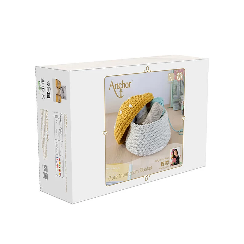 Set de croșetat fin Anchor Crafty - Coș cu ciuperci
