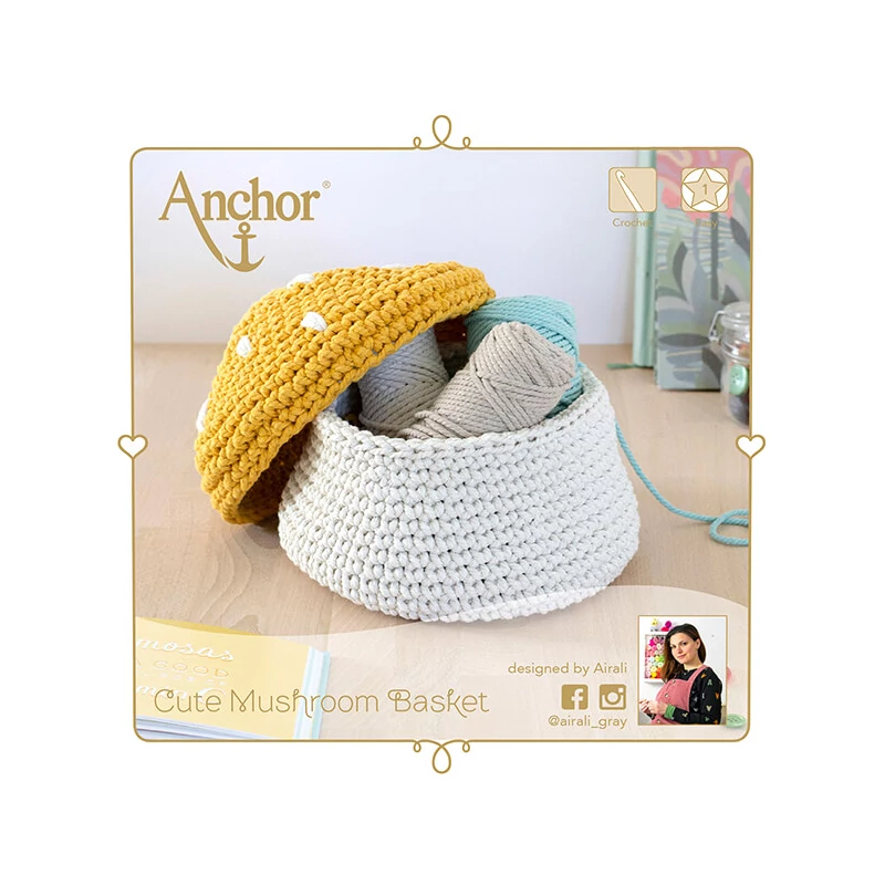 Set de croșetat fin Anchor Crafty - Coș cu ciuperci