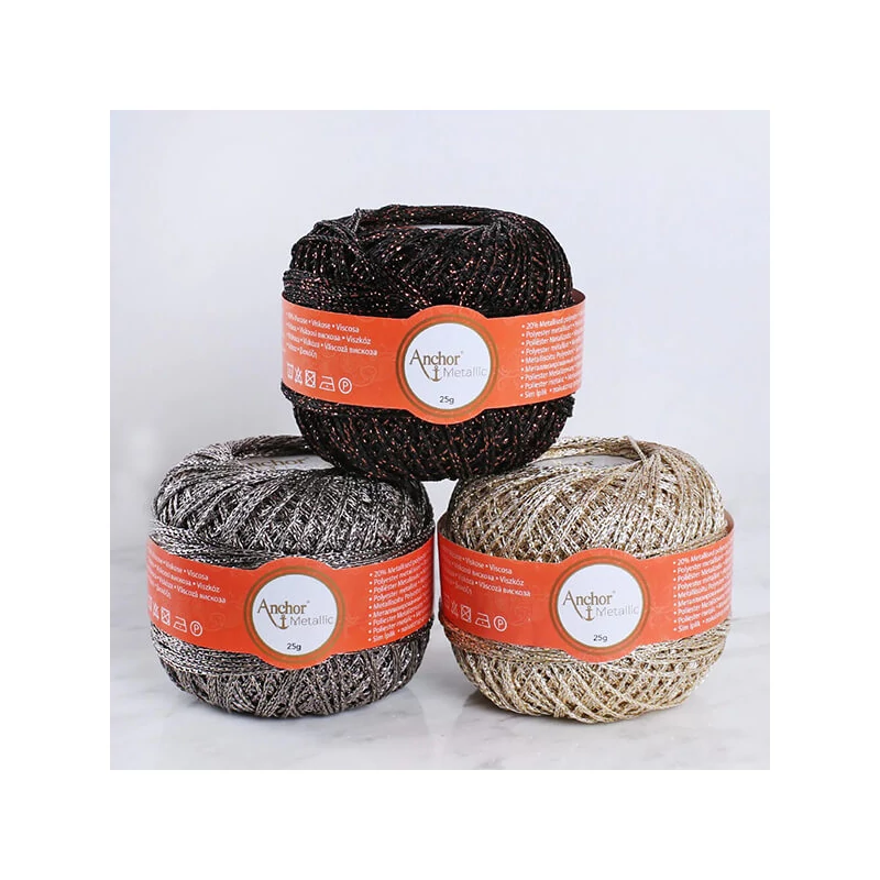 Set croșetat, Anchor Metallic - Conuri, aur alb, gri, negru